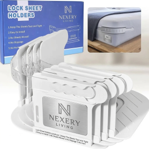 Nexery Living Lock Sheet Holders – Adjustable Bed Sheet Straps (4-Pack) | Non-Slip Mattress Sheet Clips