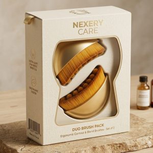 Nexery Care Lymphatic Contour Face and Body Brushes, The Lymphatic Drainage Massager for Face, Dry Brushing Face Brush, Chin & Jawline Sculpting-GOLDEN (2-pack)